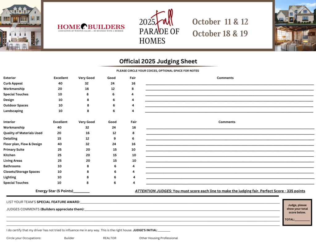 Official POH Judging Sheet for 2025